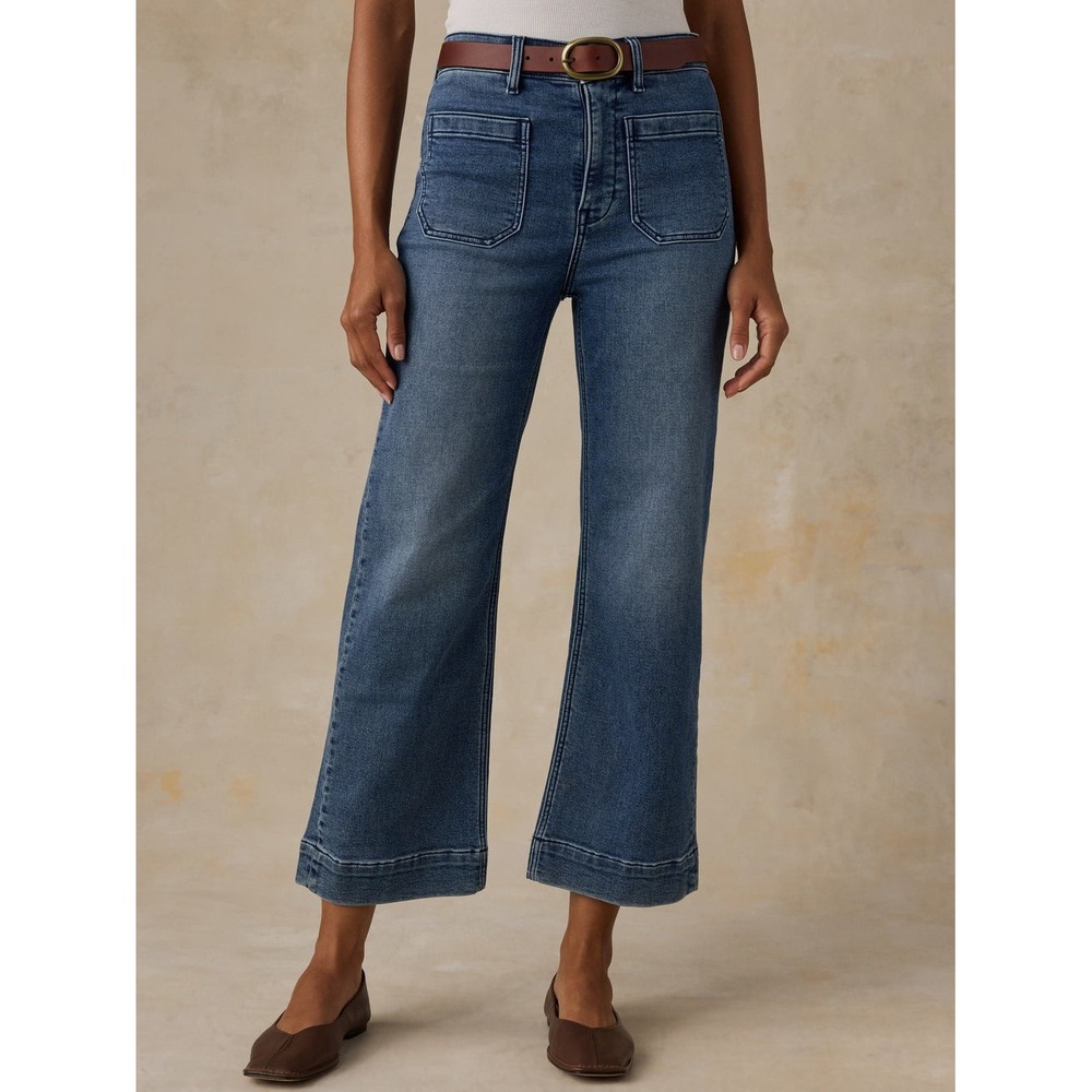 Faherty Stretch Terry Patch Pocket Riverton Ankle Pant Jeans Sz 29 Blue 29X27